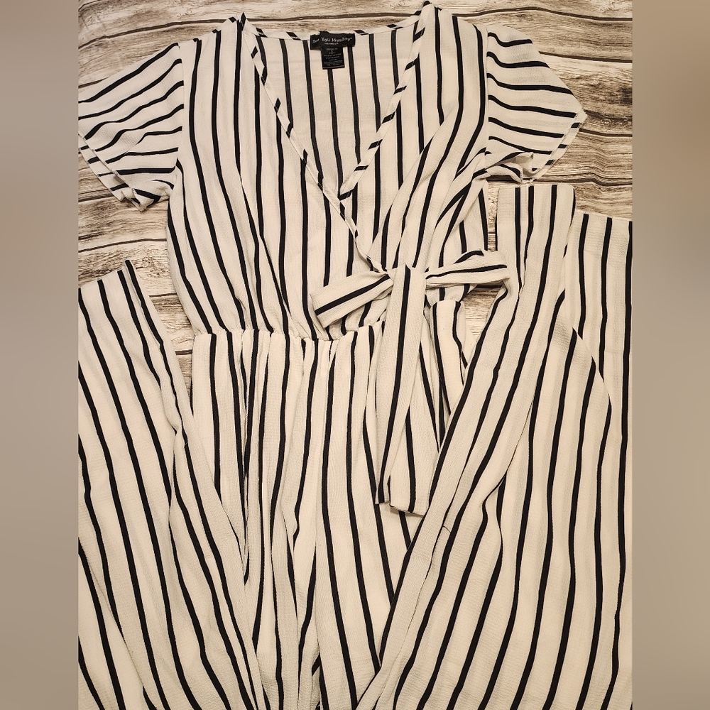 See You Monday Womens black and white stripe jumper. Size Small.